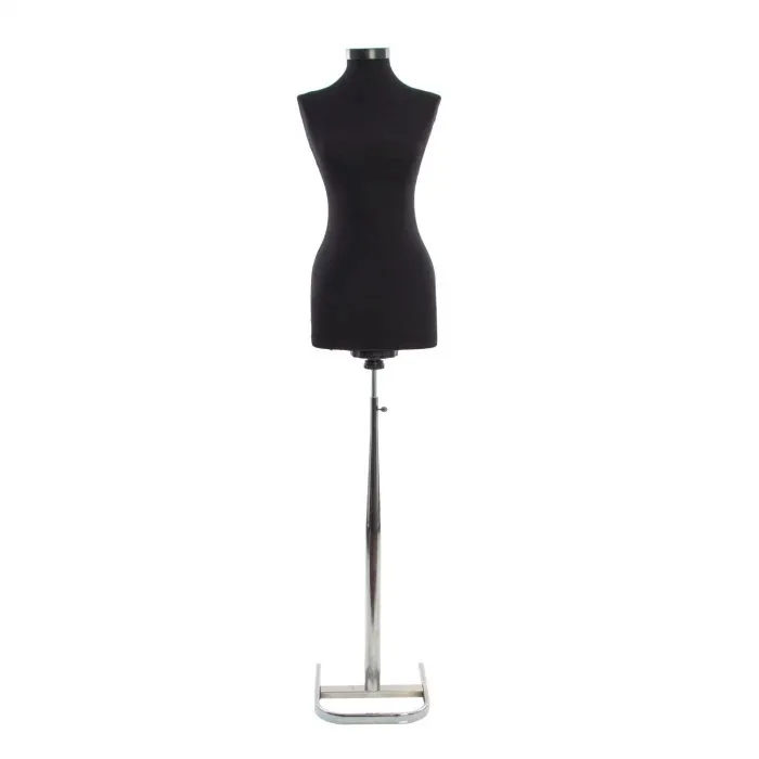 Manechin de mireasă în negru, bust textil pe picior cromat reglabil